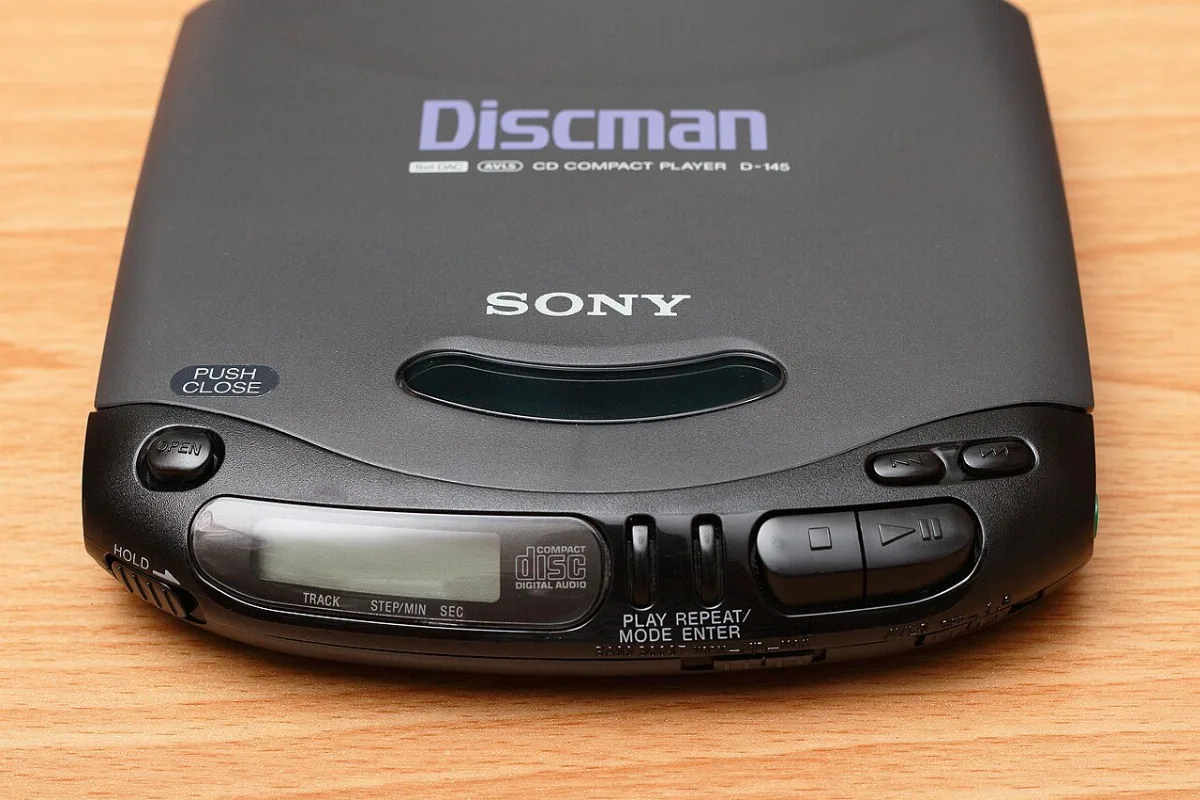 A Sony Discman portable CD player
