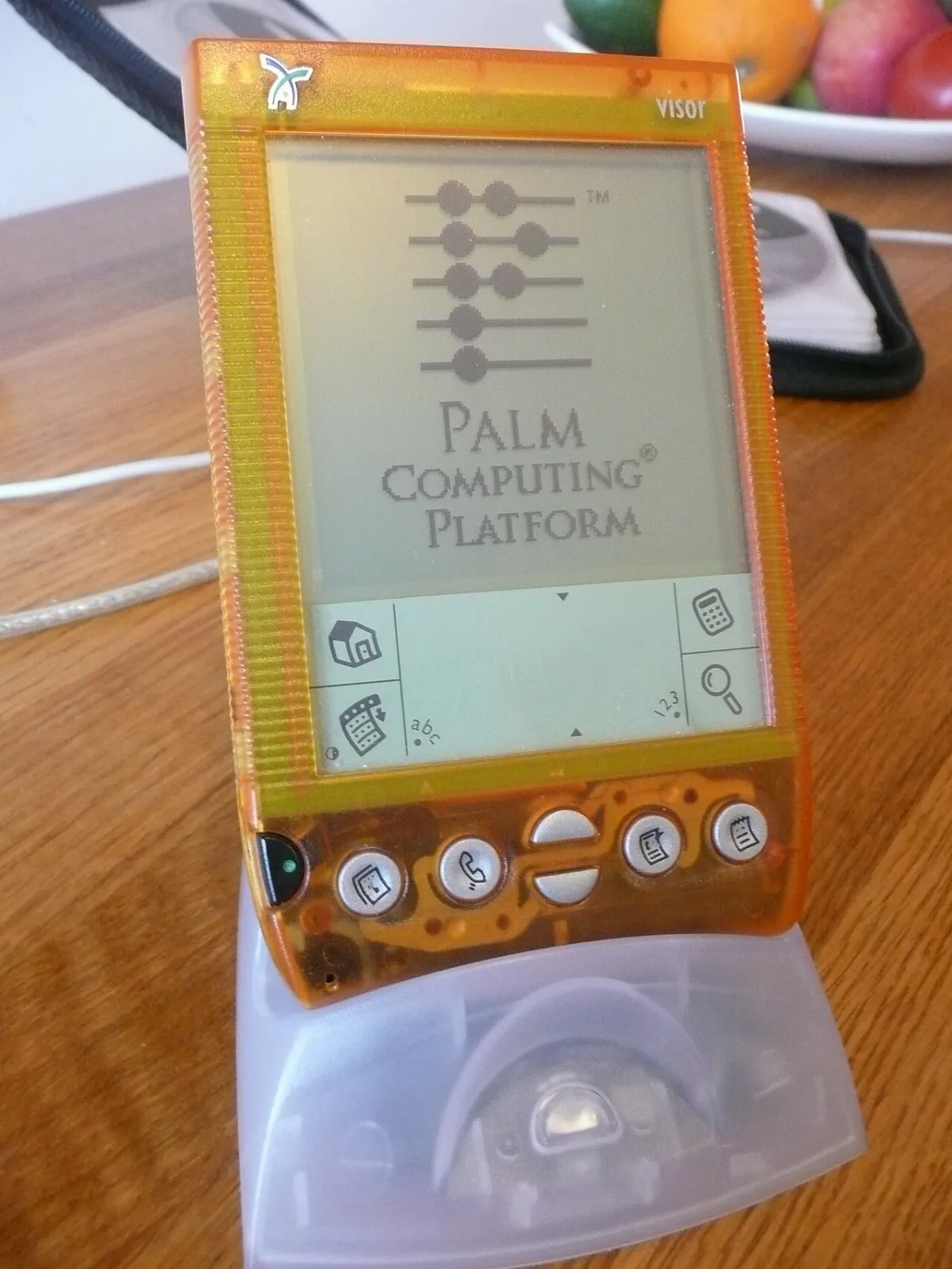 An orange Handspring Visor handheld
