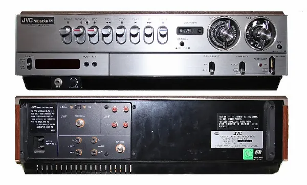 A JVC HR-3300U VHS videocassette recorder, the first VHS machine