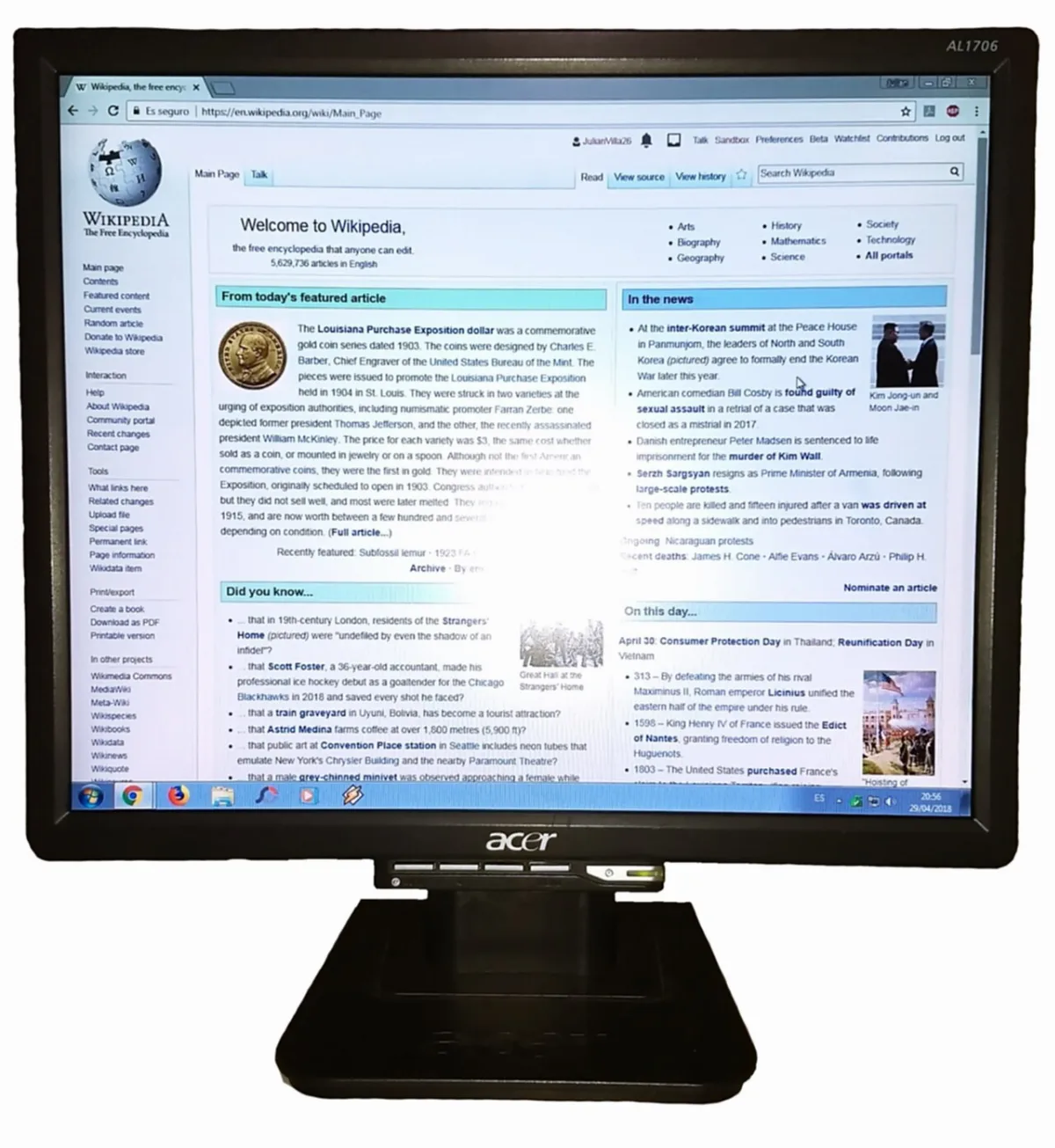 An LCD computer monitor on a desk