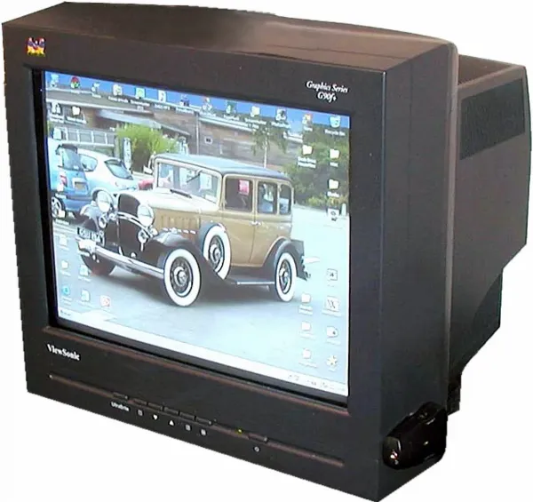A boxy CRT computer monitor
