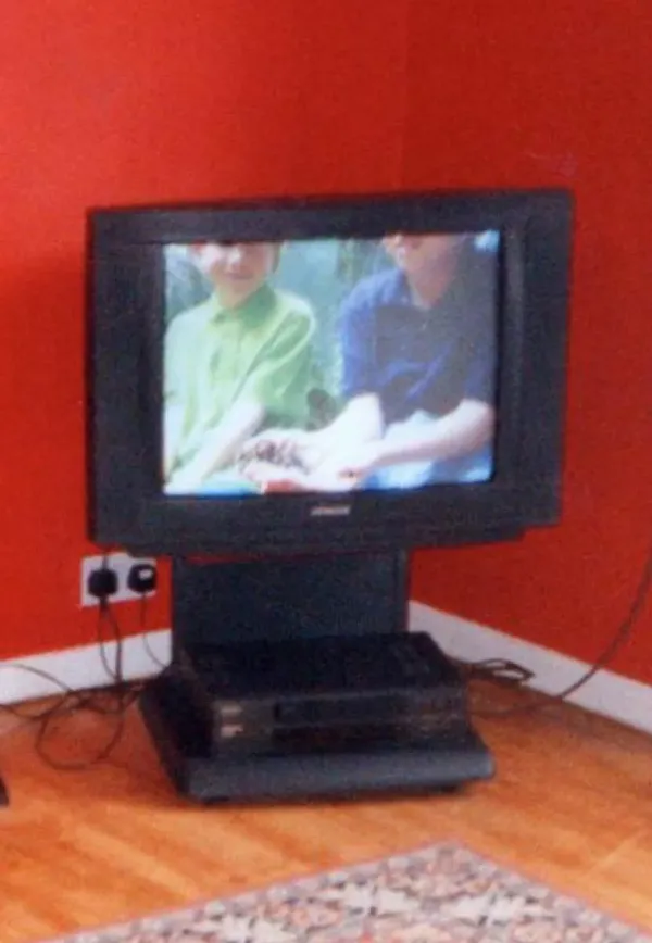 A boxy television set from the 1990s