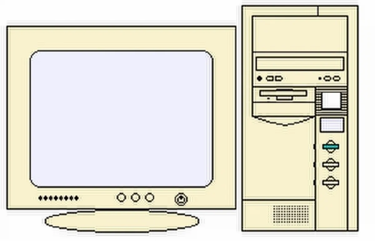 A beige Pentium desktop computer