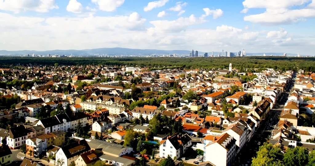 An aerial photo of a suburban neighborhood