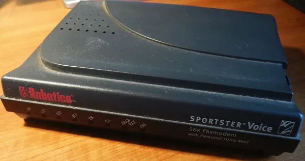 A 56k dial-up modem from the late 1990s